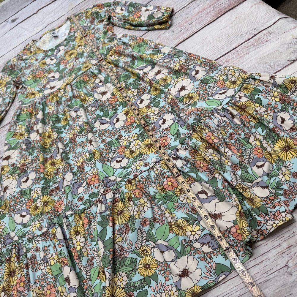 Altar PDX Houseline Floral Midi Dress Elbow Sleeves Made in USA Size Large - Picture 4 of 10